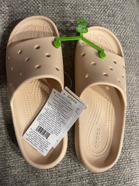 CROCS Slide Sandals in Light Beige Blush
